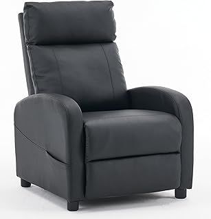Requena Recliner Armchair, PU Leather Sofa Lounge Seating with Adjustable Leg Rest and Reclining Functions for Living Room HQ-8256 Black