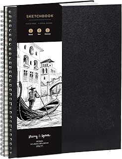 A3 Sketchbook for Artists Hardcover – 200GSM Very Thick Paper – Large Sketch Pad Art Book, Spiral Bound Sketch Book for Artists and Children – Drawing Book 29x42cm, 40 Sheets / 80 Pages