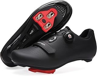 Unisex Cycling Shoes, Compatible with Shimano SPD & Look Delta, Peloton Bike Shoes, Men's & Women's, Black, Size 9.5