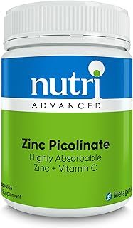 Nutri Advanced Zinc Picolinate 15mg Vitamin C 60mg - Immune Support Supplement - Skin Hair Nail Vitamin Support - 90 Capsules