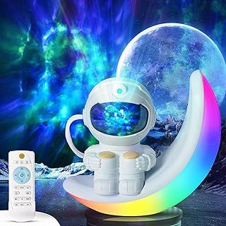 Astronaut Star Galaxy Projector Night Lights, 7 in 1 Moon Star Galaxy Lights Space Starry Ceiling LED Lamp with Bluetooth Music,White Noise Sound,8 Color,Timer Remote Control for Kids Bedroom