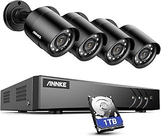 ANNKE 8 Channel Outdoor Security CCTV Camera System, Smart Human & Vehicle Detection, 3K Lite DVR with 1TB Hard Drive and 4 x 1920TVL 2MP Home Security Cams, Dual-light with Color Night Vision, IP67