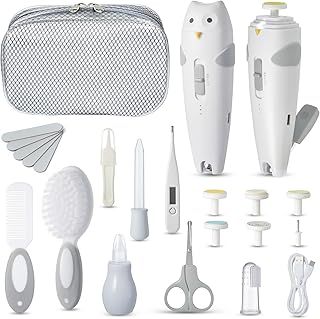 Lictin Baby Healthcare and Grooming Kit, 26 in 1 Rechargeable Baby Nail Trimmer Electric Set,Safe Baby Nail File with Auto Light, Newborn Nursery Health Care Kit, Portable Baby Safety Care Set