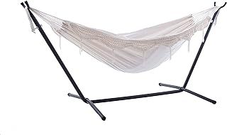 Vivere UHSDO8-00 Double Cotton Hammock with Space-Saving Steel Stand Including Carrying Bag, Natural