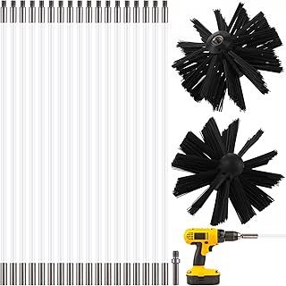 21pcs Chimney Sweep Kit Includes Chimney Cleaning Tool With 18 Nylon Flexible Rods and 2 Brush Heads for Fireplace Dryer Vent Waste Water Cooker Hood