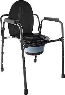 PEPE Mobility - Commode Toilet Chair for Bedroom, Bedside with Bucket, Disabled Seat Frame, Elderly, Chamber Pot Adults Black
