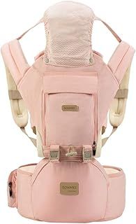 SONMEI Ergonomic Baby Carrier with Hip Seat, 360° Positions, Soft and Breathable, All Seasons, for Newborns and Toddlers, Hiking Shopping Travelling