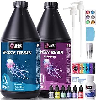 LET'S RESIN 3.78L Casting Epoxy Resin with Pumps, Crystal Clear Epoxy Resin Kit for Beginners, with Ocean White Paste, Color Pigment, for DIY Art, Craft, Jewelry, River Table