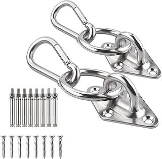 TooTaci Hammock Hanging Kit,Indoor Outdoor Wall Mount Kit, 2 Pack Wall Anchor Hammock with Snap Hook,Stainless Steel Suspension Ceiling Hooks Heavy Duty with Screws Bolts for Swing Chair