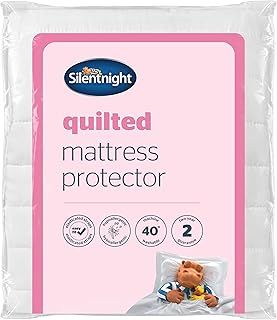Silentnight Quilted Single Polyester Mattress Protector with Extra Deep Fit Elasticated Straps – Hypoallergenic, Super Soft and Machine Washable , Single , White