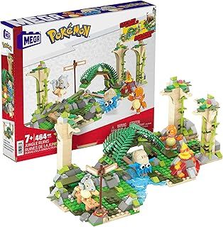 ​MEGA Pokémon Jungle Ruins building set, Cubone, Charmander and Omanyte figures​, 464 compatible bricks and pieces connect with other worlds, toy gift set for boys and girls, ages 7 and up, HDL86