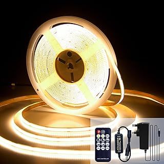 COB LED Strip 10M, 3000K Warm White LED Strips, 24V Dimmable LED Strip Lights, CRI92+,8mm Width, with Remote Control and Power Supply,for Living Room, Kitchen, Mirror