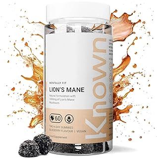 Delicious Lion's Mane Gummies - 1000mg Lion's Mane Mushroom - Natural Blueberry Flavour - 60 Vegan Gummies, 1 Month Supply