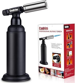 Cadrim Big Butane Torch Kitchen Large Professional Powerful and Strong Blow Torch and Refillable Cooking Culinary Lighter Adjustable Kitchen Torch for Creme Brulee Baking Soldering(Fuel Not Included)