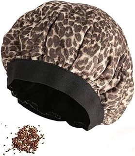 Cordless Deep Conditioning Hair Heat Cap, Microwavable Heat Hair Care Cap for Hair Therapy, Interior Retention Thermal Hair Treatment Caps, Leopard