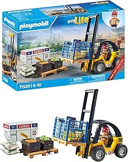 Playmobil 71528 myLife Promo Pack: Forklift truck with cargo, exciting logistics work at the port, including pallets and numerous stock items, detailed play sets suitable for children ages 4+