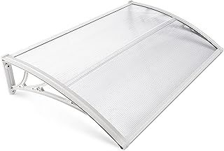Front Door Canopy Outdoor 120x80cm, Rain Shelter Awning Canopy Window Roof Cover for Door Porch Canopy Rain Protector Polycarbonate Roofing Sheets Awning Patio Door Canopies for Outside (White)