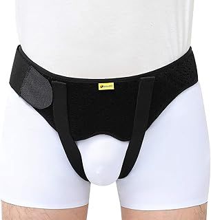 Tenbon Hernia Belt for Men and Women Flexible Adjustable Inguinal Groin Hernia Belt Support Truss Pain Relief Recovery Strap with 2 Removable Compression Pads Comfortable Material (M)