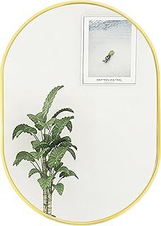 Oval Mirror, 50cm x 70cm Oval Bathroom Mirror, Gold Wall Mounted Mirrors for Makeup Bathroom, Bedroom, Living Room
