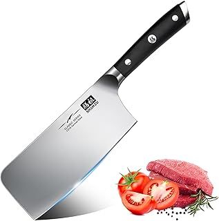 Cleaver Knife, Japanese Kitchen Knives 7 Inch High-Carbon German Butcher Chef Knife Stainless Steel Sharp Chopper Chinese Carving Knife Professional Utility Knife with Pakkawood Handle
