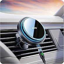 Auckly 15W for MagSafe Car Mount Charger, (3.81 lbf) Strong Magnetic Wireless Car Charger, Air Vent/Dashboard, Phone Holder Mount for iPhone 16/15/14/13/12 & Samsung, Fast Charging, Aluminium, Black