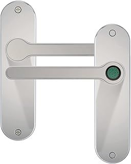 Fingerprint Internal Door Lock, Biometric Smart Door Handle, 50 Fingerprints, 2 Backup Keys, HMO/Student Houses, Bedrooms, Home Office Locks (Long, Chrome)