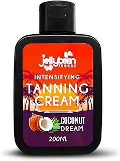 Jellybean Tanning Intensifying Cream 200ml, Coconut Scent – Sunbed & Outdoor Tanning Accelerator with Aloe Vera, Shea Butter, Jojoba & Vitamin E – Achieve a Deep Tan with Natural Ingredients
