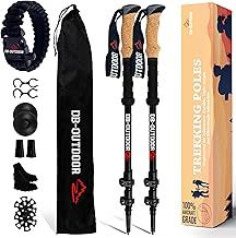 Trekking Hiking Walking Poles Women and Men - 2 Ultralight 7075 Aluminum Collapsible Hiking Sticks for Men, Natural Cork Grip & Metal Flip Lock Nordic Walking Poles for Men and Seniors
