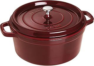 STAUB Cast Iron Roaster/Cocotte, Round, 6.7 L, Grenadine, 28 cm