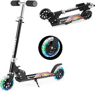 TENBOOM Scooter for Kids Ages 4-7, 2 Wheels Light Up Gift Scooters for Girls Boys Ages 6-12, Easy Folding Kids Scooter with 3 Levels Adjustable Handlebar and Rear Brake…