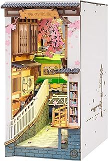 Rolife Sakura Densya Book Nook Kits for Adults DIY Miniature Kit with Light for Desk Library Bookshelf Decoration 3D Wooden Puzzle Booknook Model Kits for Adults to Build Gifts for Women