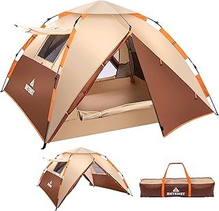 Camping Tent, Pop up Tent 3 Person Family Dome Tent Waterproof Windproof with 2 Mesh Doors, 2 Mesh Windows, Roof Skylights, 2 in 1 Double Layers, Storage Bag for Camping Hiking Backpacking