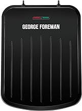 George Foreman Small Electric Fit Grill [Non stick, Healthy, Griddle, Toastie, Hot plate, Panini, BBQ, Energy saving, Vertical storage, Easy clean, Drip tray, Ready to cook light] Black, 760W 25800