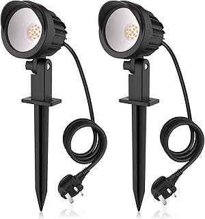 Garden Spot Lights 7W 500LM Outdoor Spike Lights led Lawn Light IP66 Waterproof Spot Light with UK Plug LED Landscape Lights Decorative Light for Patio Yard Pathway Warm White 2 Pack