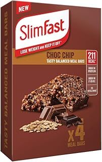 Slimfast Meal Replacement Choc Chip Bar, 4 x 60g