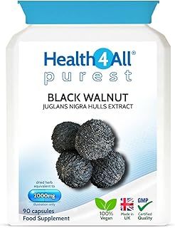 Black Walnut Hulls 2000mg 90 Capsules (V) (not Tablets) Purest Strongest Black Walnut Capsules for Intestinal Health. Vegan