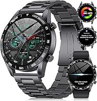 LIGE Smart Watch for Men AMOLED Display, 2 Straps, Answer/Make Call, Fitness Watch 100+ Sports Modes, Heart Rate/SpO2/Sleep Monitor Smartwatch for Android iOS Phones, Black