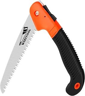 Folding Hand Saw, Pruning Saw for Trimming Gardening Camping Hiking PVC Bone Cutting Wood, Held Design Portable Survival Foldable Jab Saw with Rugged Blade(7") Ergonomic Non-Slip Handle Security Lock