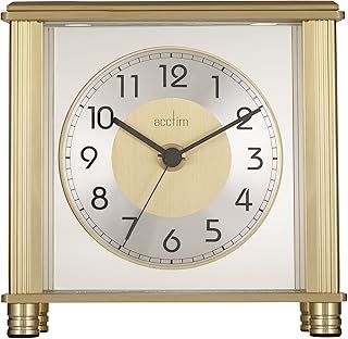 Acctim Hampden Mantel Clock Quartz Metal & Glass Floating Effect Energy Efficient Brass Effect