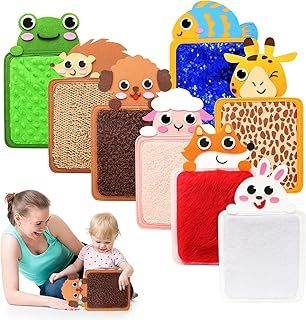 Uiopy Sensory Mats for Autism Children: 8PCS Zoo Animals Textured Play Floor Tiles Mat for Autistic Kids Special Needs Toys - Sensory Activities Equipment for Toddlers Calming Fabric Materials