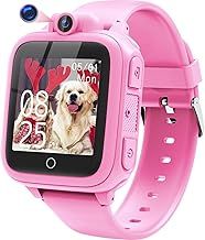 Kids Smart Watch for Boys Girls, Wrist Watches for 5-12 Year Olds Children, Birthday Gift for Kids, Pink Digital Watch with 14 Puzzle Games and 90° Rotating Camera, Electronic Learning Toys