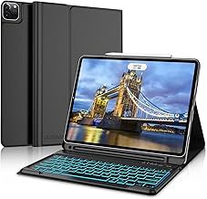Keyboard Case for iPad Pro 12.9 6th Gen 2022, Detachable Wireless Backlit Keyboard, Slim Cover with Pencil Holder for iPad Pro 12.9 inch (6th, 5th, 4th, 3rd gen - 2022, 2021, 2020, 2018), Black