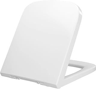 Duroplast Toilet Seat-Soft Close Toilet Seat White,Square Shape,Easy to Clean,Quick Release,One Botton for Option (UF09-06)
