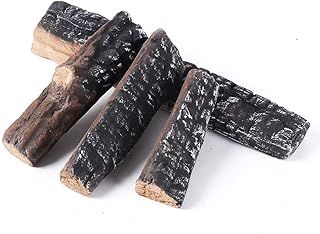 Fireplace Gas Logs, 4pcs Ceramic Wood Fire Logs, Decorative Ceramic Wood Log Set for Indoor Outdoor Gas Insets, Vented, Ventless, Electric, Ethanol, Gel Fireplaces