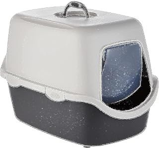 TRIXIE Vico litter tray with bonnet - easy click fasteners - plastic - 40 x 40 x 56 cm - denkel grey/light grey - 40271