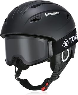 TOMSHOO Ski Helmet Set, Adjustable Winter Sport Helmet Snowboard Helmet with Ski Goggles Set, Earmuffs, Ventilation Holes, Skiing Gear for Men Women Youth