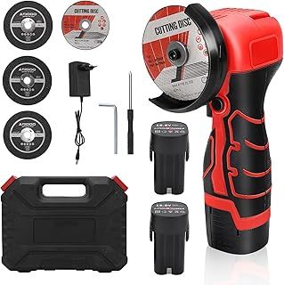 Mini Cordless Angle Grinder, Battery Angle Grinder with 2 2000mAh Batteries, 3 Cutting Discs, 28000RPM, 76mm Mini Angle Grinder Tool for Cutting, Polishing and Grinding