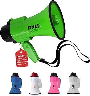 Pyle 30W Megaphone Speaker with Microphone, Loud Bullhorn Megaphones with Siren & Adjustable Volume, Loud Hailer Mega Phone, Indoor/Outdoor Use, Perfect for Sports, Police, Safety Drills, Kids & More