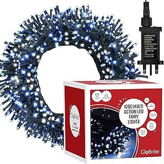 GloBrite 1000 LED Fairy Lights - Versatile with 8 Modes, Outdoor and Christmas Tree Lights - Waterproof, Cool White