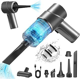 Handheld Vacuum Cleaner Mini car Vacuum Cleaner Cordless 12000Pa Vacuum & Blower & Vacuum Pump 4 in 1 Portable Cordless Vacuum Cleaner Rechargeable Mini Hand Vacuum for Vehicle, Home Silver Grey